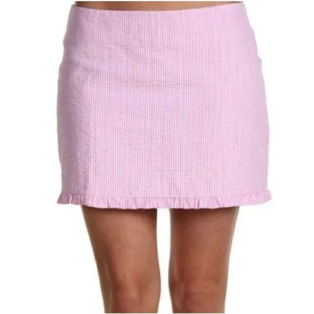 Lilly Pulitzer Callie Pink Seersucker Mini Pencil Skirt Size 10 - Picture 2 of 7
